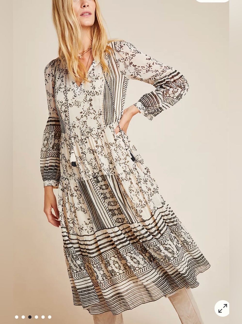 Anthropologie Cadence Midikleid mit Stufendesign Size M